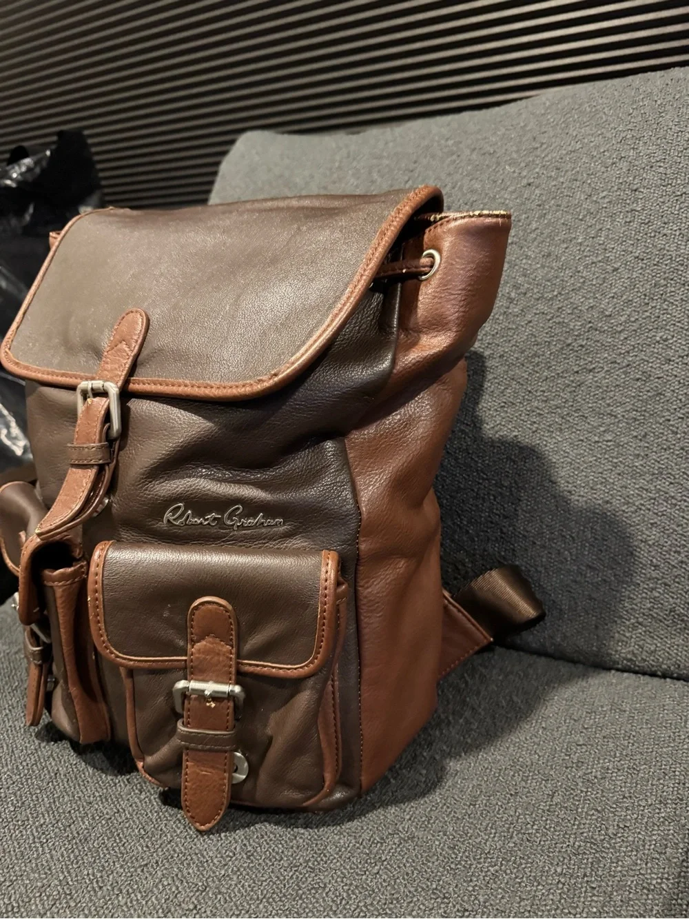 Robert Graham Leather Brown Men’s Backpack - Classic Travel Rucksack